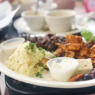 Chicken + beef shawarma plate