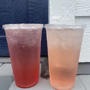 Strawberry and Raspberry Italian Sodas