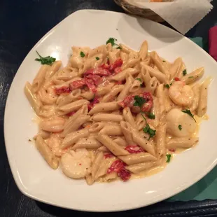 Spaghetti Al Limone with a whole wheat penne substitute.  Pretty solid, very rich.