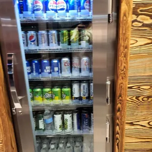 a refrigerator full of drinks