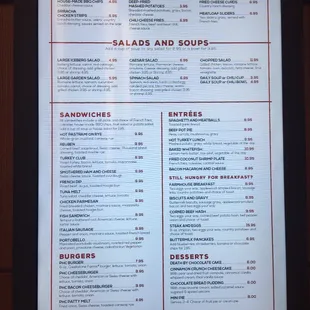 Basic menu for Canal Street Cafe as of 6/3/17