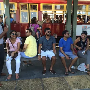 Waiting for our streetcar near Jackson Square