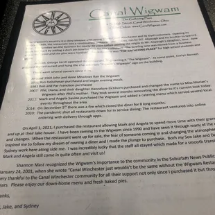 History of restaurant