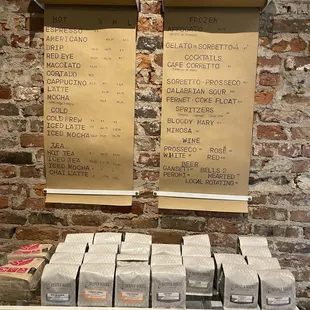 Menu at the adjoining shop