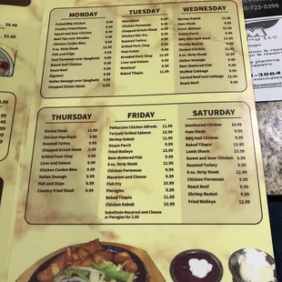 sushi and sashimi, menu
