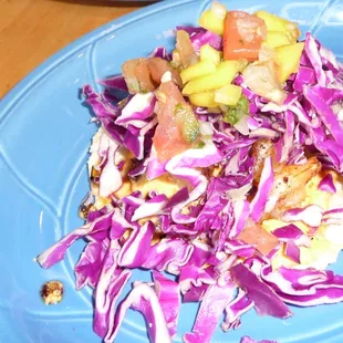 There really is a shrimp taco underneath all that cabbage.