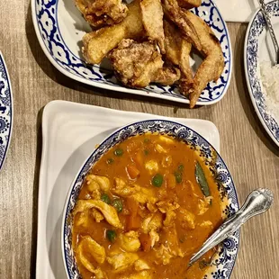 two plates of food on a table