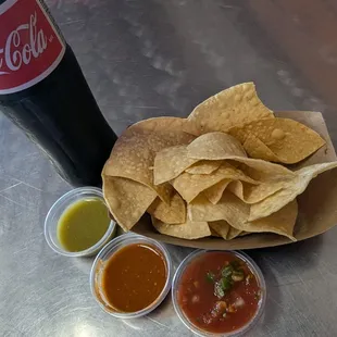 Chips, salsa and Mexican Coke