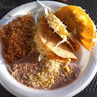 Three fried taco plate, delicious. Really enjoyed.