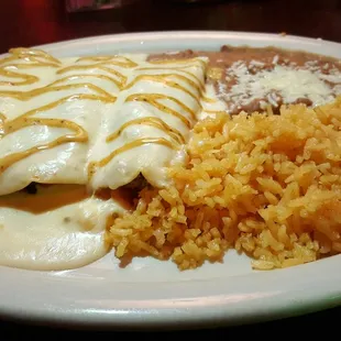 "Enchiladas De La Costa" stuffed with crabmeat and shrimp.