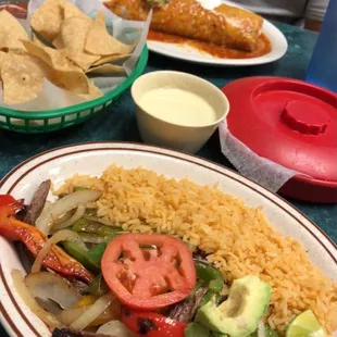 Steak fajitas &amp; Monster Burrito