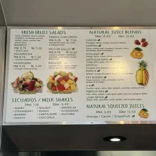 Menu as of April 2024