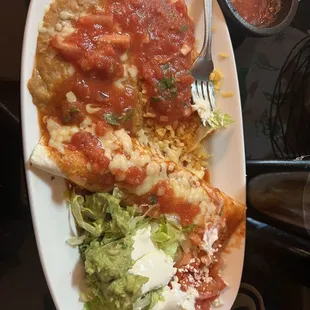 This is their burrito supreme which came with lettuce,rice and refried beans.