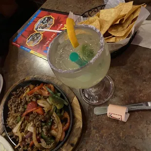 steak fajita special, lime margarita