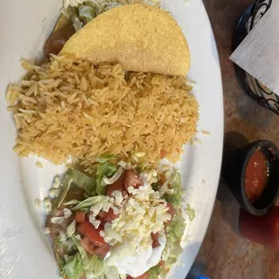 1. Bean Burrito, Cheese Enchilada and Rice Combo