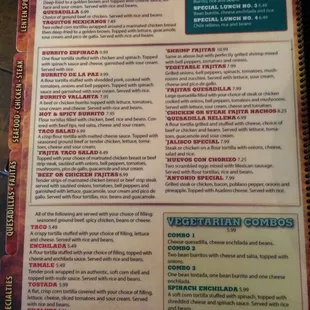 sushi and sashimi, menu