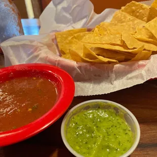 Avocado sauce off of the condiment bar. Don't miss out! Fresh chips and salsa.