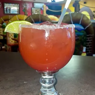 Strawberry margarita on the rocks