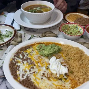 Enchiladas plate and soup