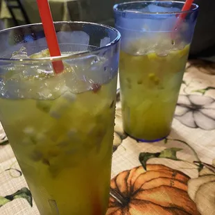 Refreshing drink w/ small diced apples n loquats . Delish