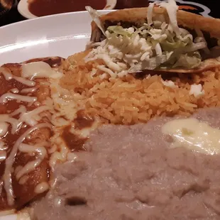 Taco, Enchilada, Beans &amp; Rice-aka Combo #5.