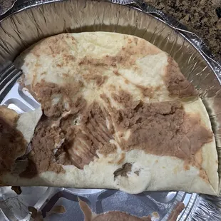 Asked for a bean and cheese burrito and a Asada burrito.Got a tortilla with meat in it, and a tortilla with beans in it and charged me $14