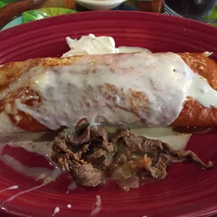 Hot and spicy burrito lunch; okay; not very spicy at all. Filling.