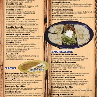 Burritos, Tacos, Enchiladas