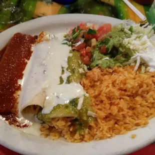 Enchiladas Bandera. Pretty good stuff.