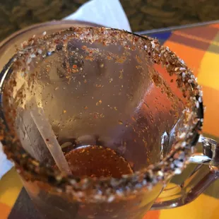 Michelada with a small straw.......i didnt mind i downed it all!!!!!  My opinion it was great.