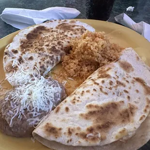Quesadilla Dinner w/ rice and beans