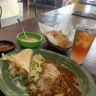 Chicken Taco &amp; Cheese Enchilada