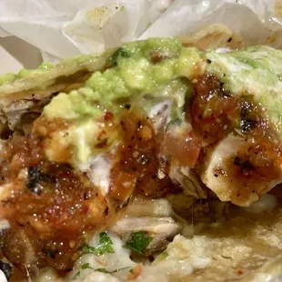 Chicken taco with their fresh hot salsa! Their salsa is so good!