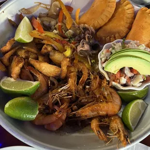 Awesome Seafood Platter with delicious empanadas