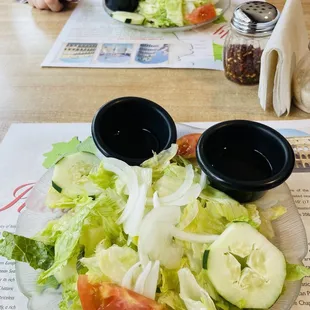 Side salads that came with entrees.