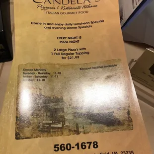 menu