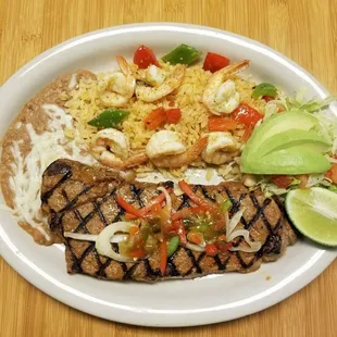 Asada con camarones  Steak and shrimp