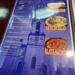 a menu on a table