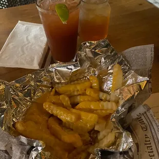 french fries and a drink