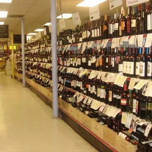 rows of wine bottles