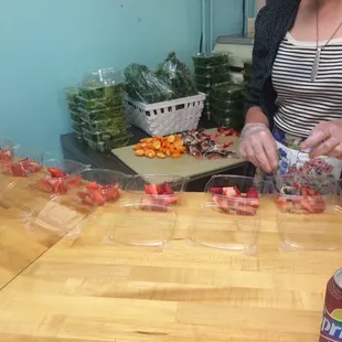 Fruit bowl prep at the deli bar. Everything looked very fresh!