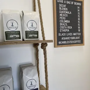 a display of coffee beans