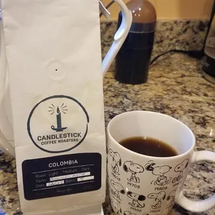 Awesome cup of mornin&apos; Joe with freshly roasted coffee beans from Candlestick Coffee Roasters; good job, Zach!