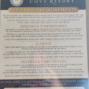 Check out requirements