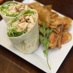 Grilled Chicken Caesar Wrap and kettle chips