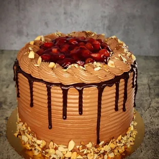 Chocolate almond cherry cake