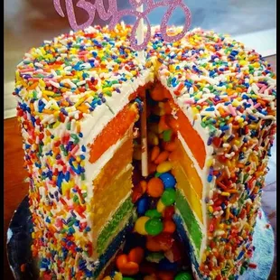 Stuffed rainbow cake