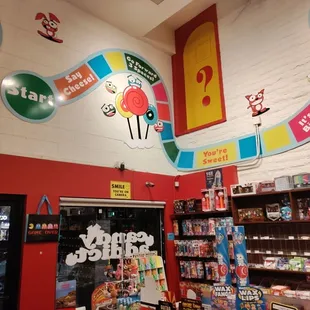 the inside of a candy shop