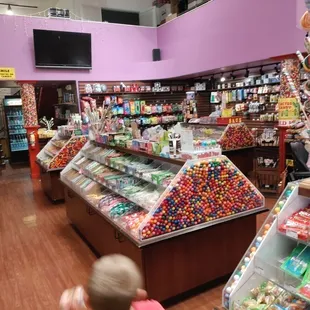 a child in a candy store