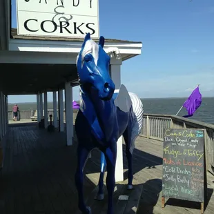 Find us on the water, by the big blue horse!